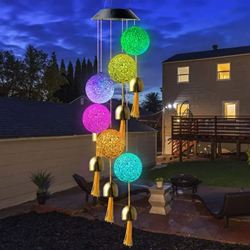 

Outdoor LED Hummingbird Angel Ball Wind Chimes Patio and Garden Decoration Outdoor Decorations for Garden Yard Hanging Wind Bell