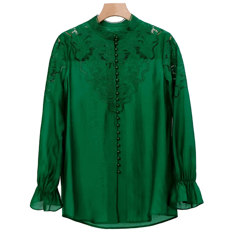 

Spring New Designer Women's High Quality Embroidery Vintage Shirts C190