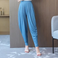 2021 new summer women trousers loose korean plus size pants harem pants high waist wide leg pants casual ankle length