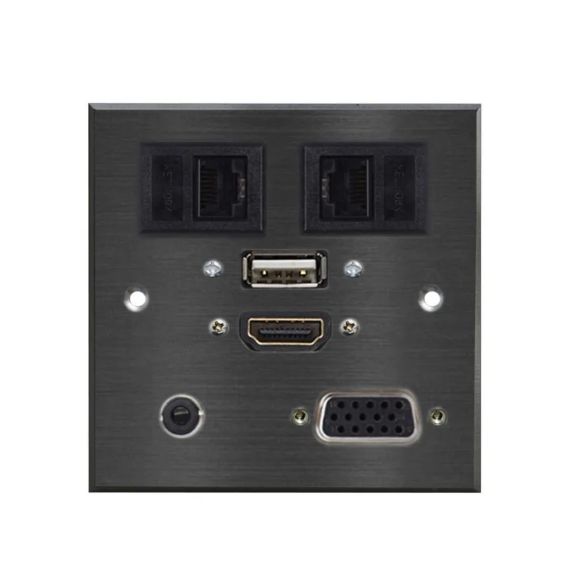 Мультимедийная USB VGA 15P HDMI USB аудио Сетевая розетка из алюминиевого сплава патч-плата сварочная офисная КАБЕЛЬНАЯ СОЕДИНИТЕЛЬНАЯ панель