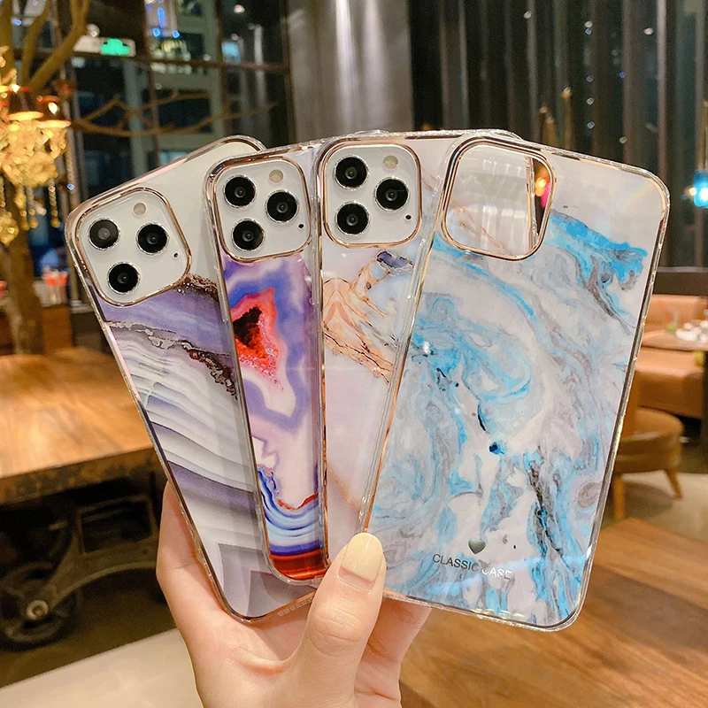 Чехол с мраморным рисунком для iPhone 12 Mini 11 Pro Max XR XS 6 7 8 Plus X|Бамперы| |