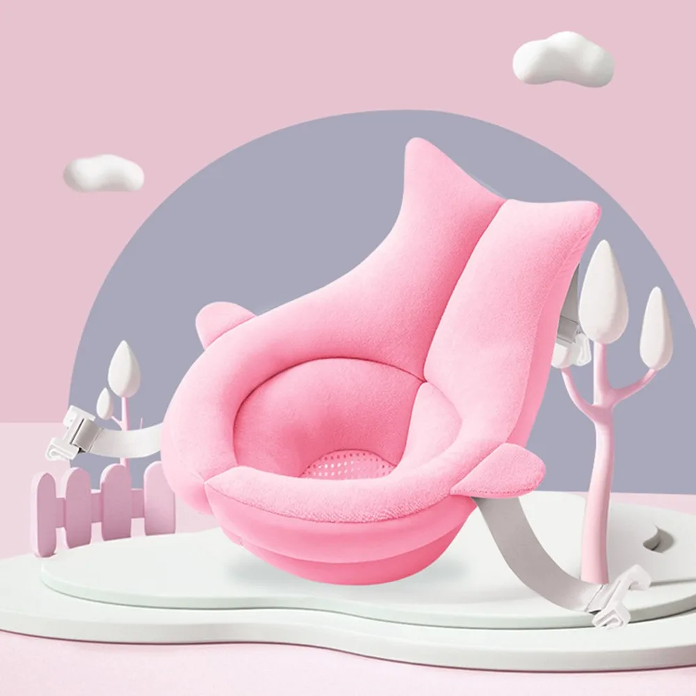 pink Мультфильм Портативный складные детские душ, ванна, детские коврики для регулируемая подвеска для ванной/Резиновый Коврик для ванны коврик для сиденья для Ванная комната - Цвет: pink