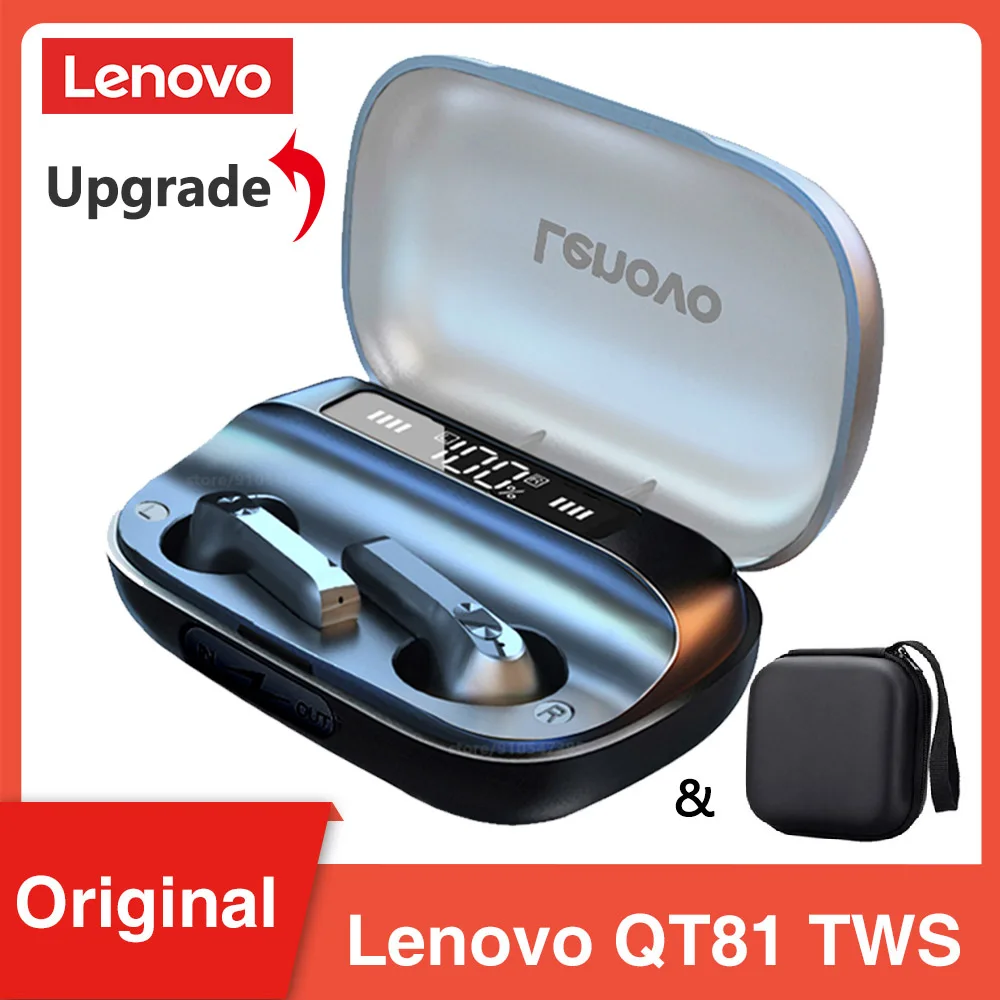 Lenovo QT81 TWS Bluetooth Earphone BT5.0 Low Latency Gaming Wireless Headphone Bass Stereo True Bluetooth Wireless Earbuds