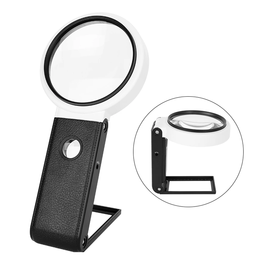 

Magnifier 80mm Multifunctional Magnifying Glass 6X/25X Adjustable Magnification Foldable Round Reading Mirror Dual Lens Design