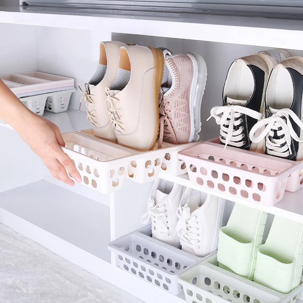 Plastic Shoe Rack Durable Shoe Basket Organizer Footwear Support Storage Stand Space Saving Cabinet Closet Stand Shoes Holder