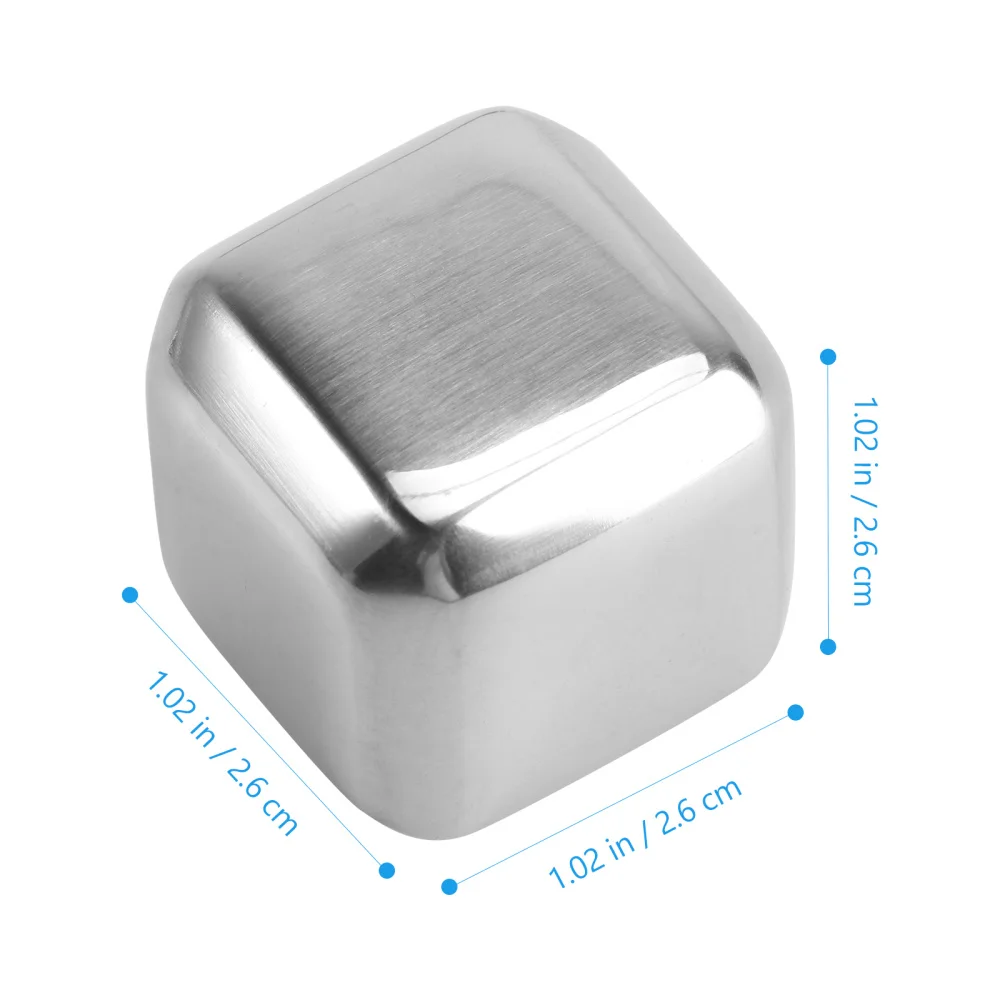 

1 Set of Cooling Ice Cubes Stainless Whisky Cubes Beverage Metal Blocks (Silver)