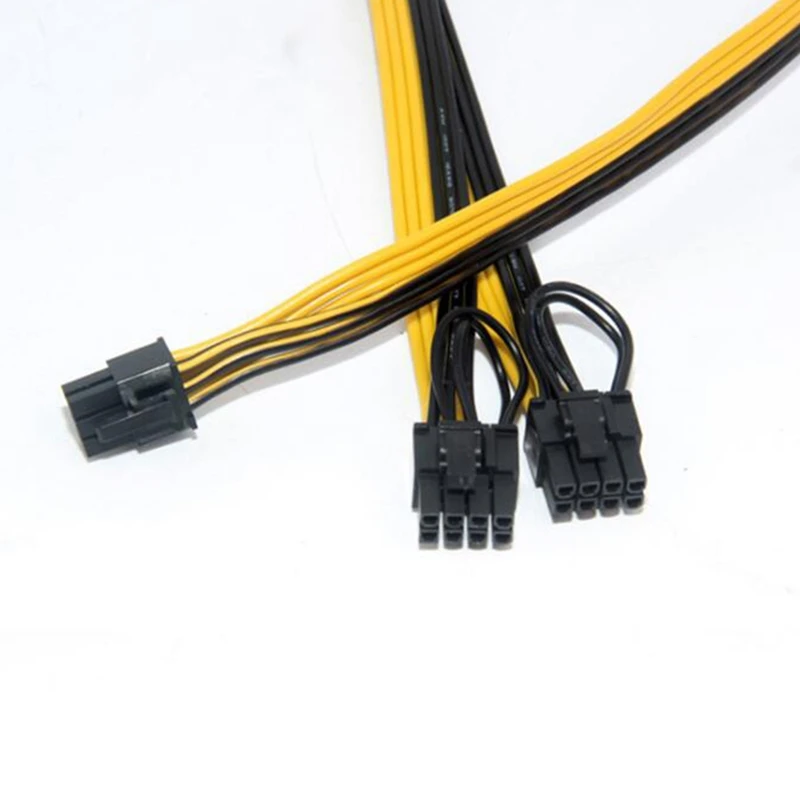 

10Pcs PCI-E PCIE 6Pin to Dual 8Pin 6+2Pin Adapter Cable Graphics GPU Video Power Cable 16AWG+18AWG for Miner Mining