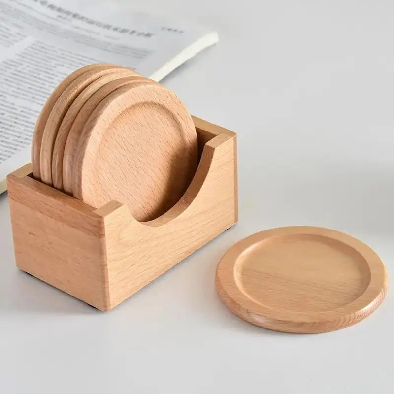 Набор подставок под кружки 6 шт. деревянные подставки коврик круглые для чайной