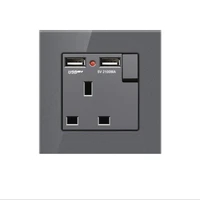 british standard 13a usb socketelectric socket light switch gray glass panel tempered glass outletswall usb power receptacle
