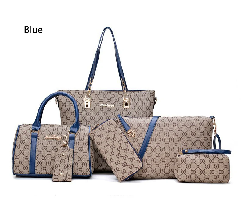Autumn New Fashion Women's Bag 6 Piece Set Plaid Bag Lady Slung Hand Bag Shoulder Messenger Composite Bag