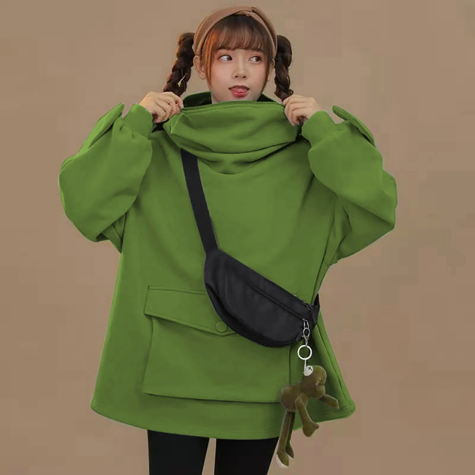 

Stitching Three-dimensional hoodies Kawaii Coat Casual for Women Cute Design Pullover Sweatershirt top woman 2021