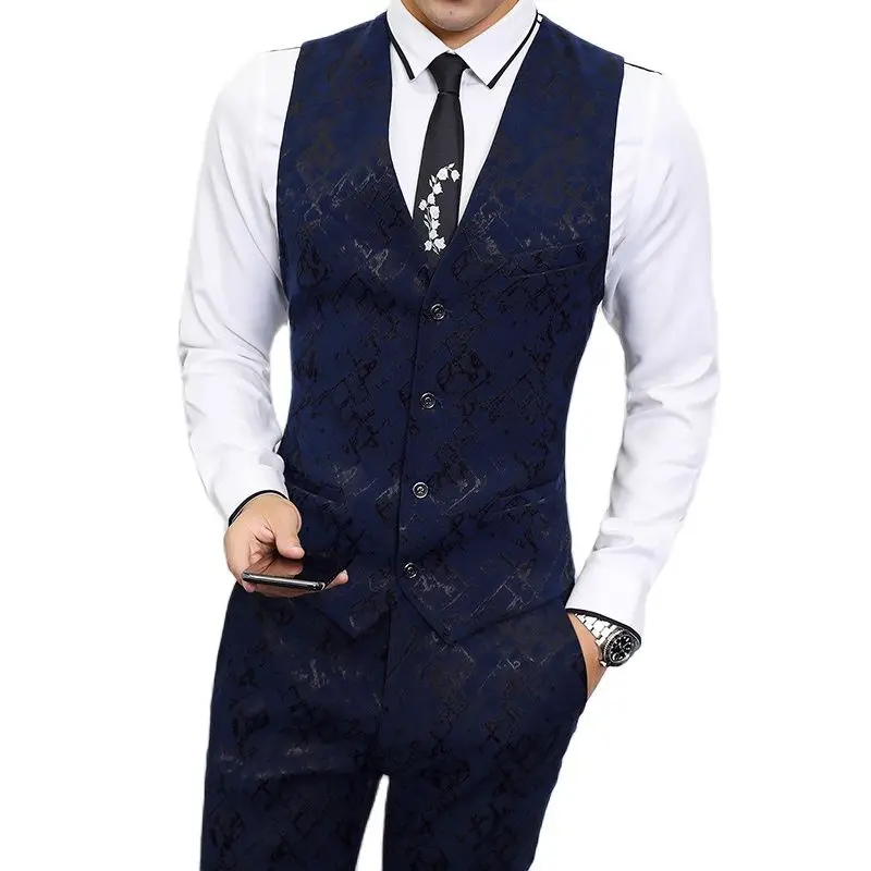 Новинка черный комплект из двух предметов QJ CINGA жилет без рукавов и брюки синий