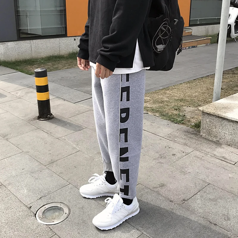 Plus Velvet Thick Joggers Pants Men's Fashion Letters Printed Casual Sweatpants Men Street Wild Hip Hop Loose Trousers Mens