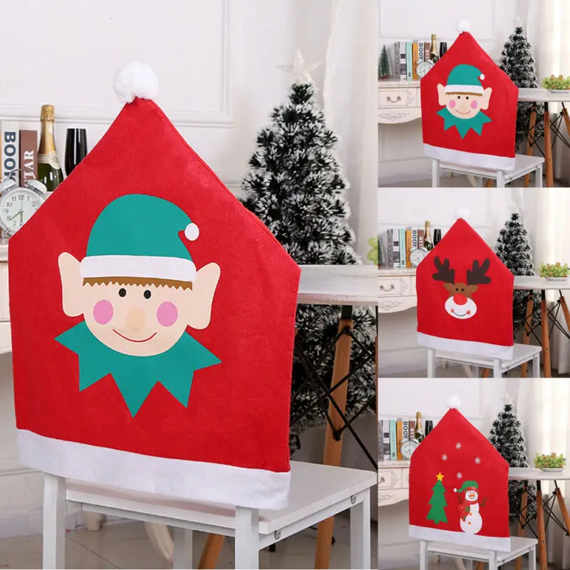 1Pc Christmas Red Festive Chair Covers Fabric Tablecloth Runner Decoration Xmas Dinner Party Santa Gift | Дом и сад