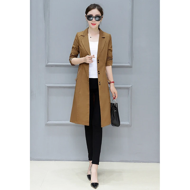 Женский Тонкий тренчкот средней длины элегантная верхняя одежда Ветровка из