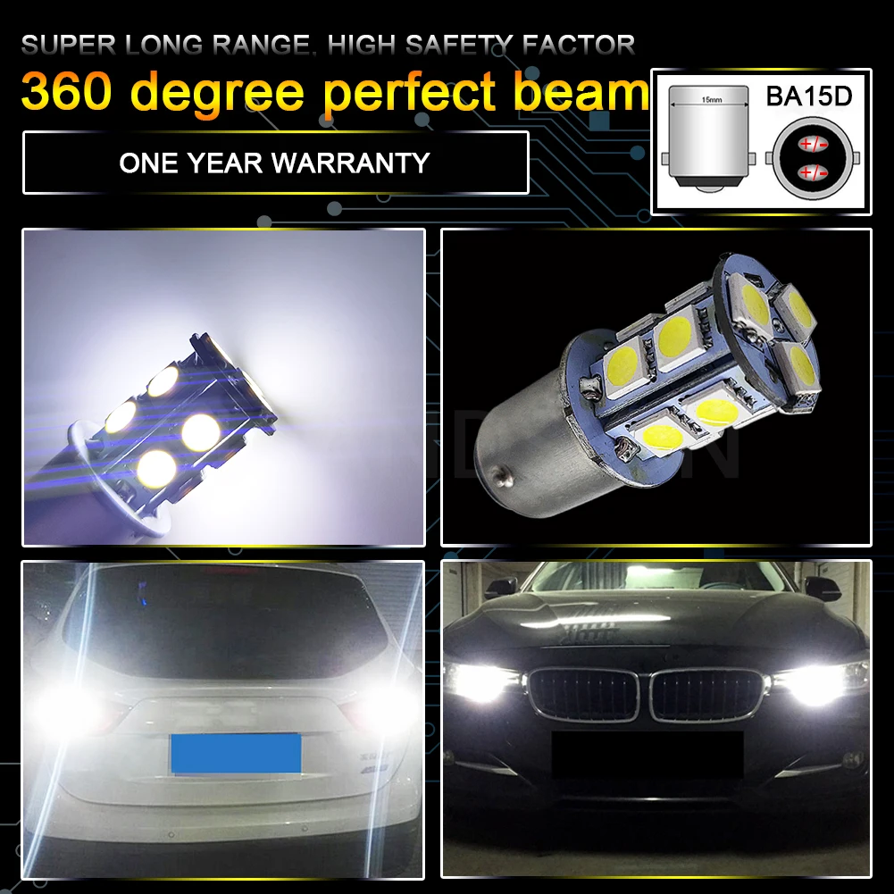 2 шт. BA15D 1146 13 светодиодов 5050SMD 6000K 4300K интерьер 10-30 в 12 В 24 Автомобильная сменная