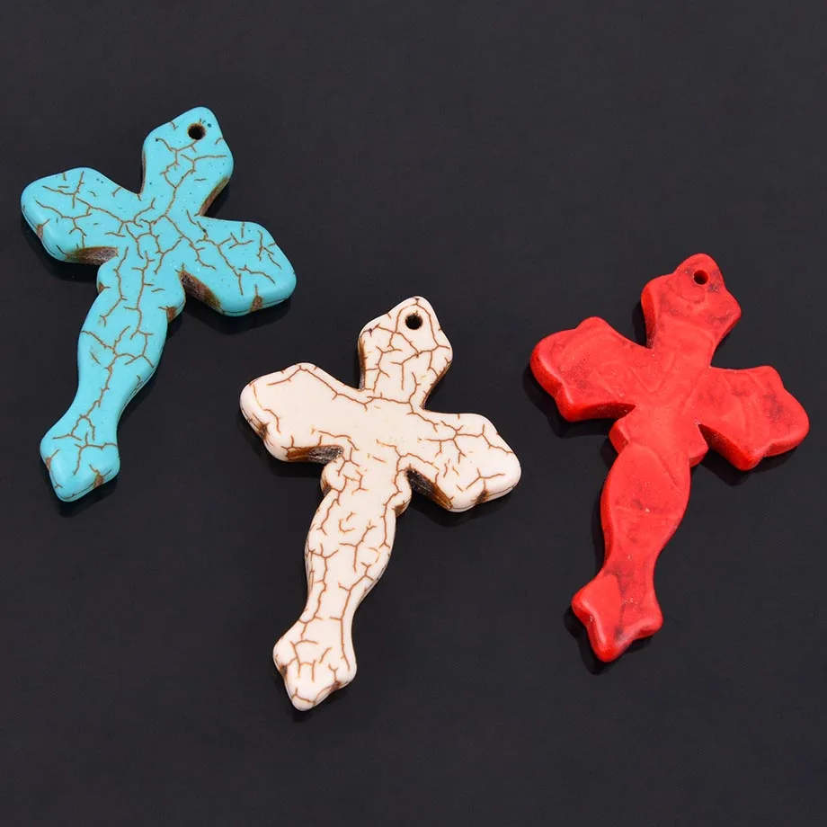 Ожерелье с кулоном в форме Креста Howlite красного и зеленого цвета из натурального