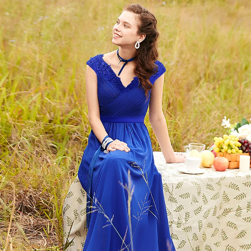 Robe De Soiree EB23368 элегантное ТРАПЕЦИЕВИДНОЕ вечернее платье с v-образным вырезом и аппликацией длинное красное торжественное свадебное платье размера плюс