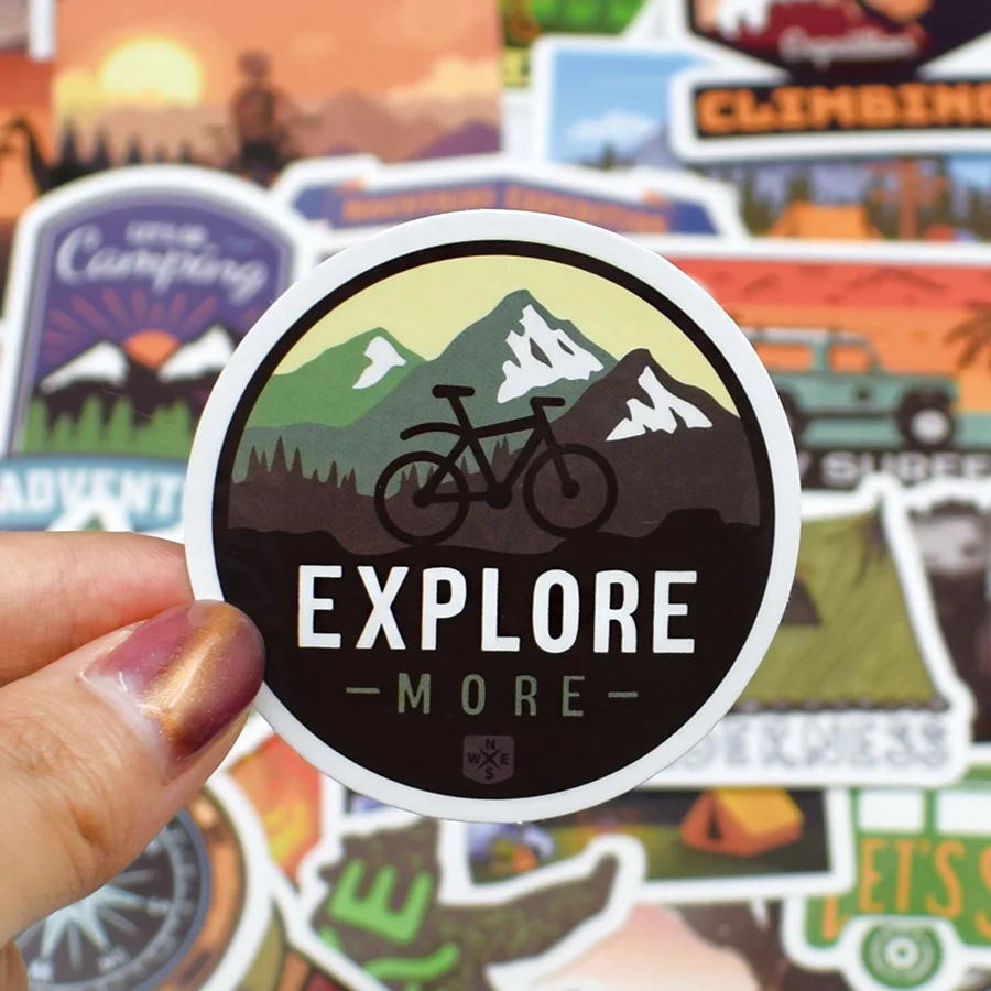 50 PCS Adventure Camping Stickers Outdoor Landscape Climbing Travel Waterproof Sticker for DIY Cup Suitcase Laptop Bicycle Car | Игрушки и