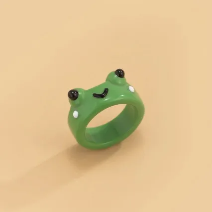 

Cute Smile Frog Rings For Women Girls Funny Personality Wholesale Cartoon Animal Chicken Frog Ring Fashion Jewelry Gifts