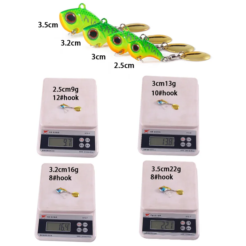 

Metal Sequins VIB Lures 2.5cm 3.5CM 9g 16g 22g Fast Spin Artificial Bait Sea Fishing Lures Vibrating Blade Lure Fishing Supplies