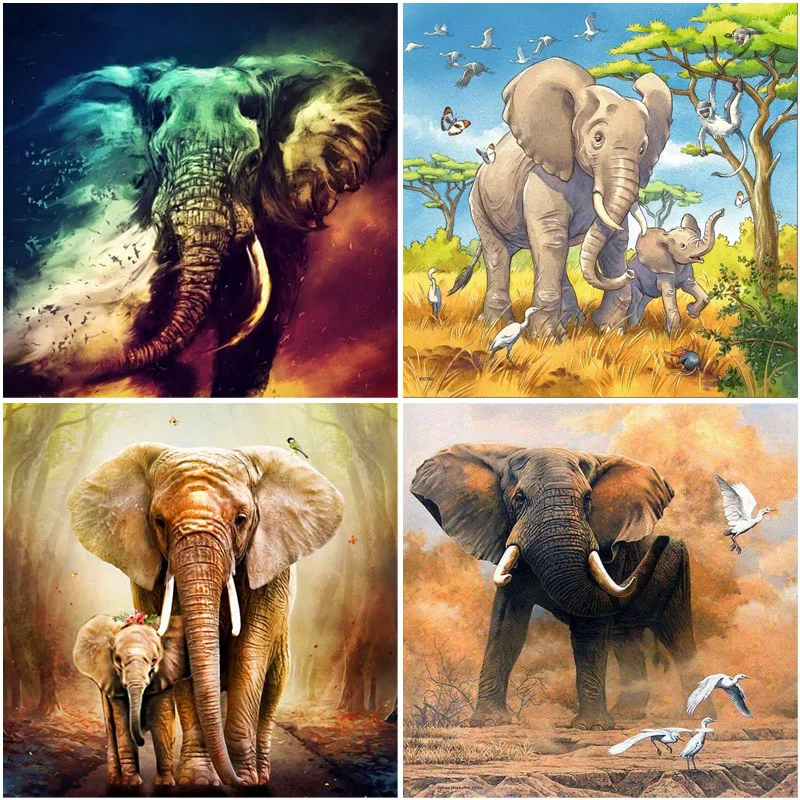 

Diy 5d Diamond Painting Full Square Drill Animal Diamond Embroidery Elephant Cross Stitch Home Decor Wall Art Gift