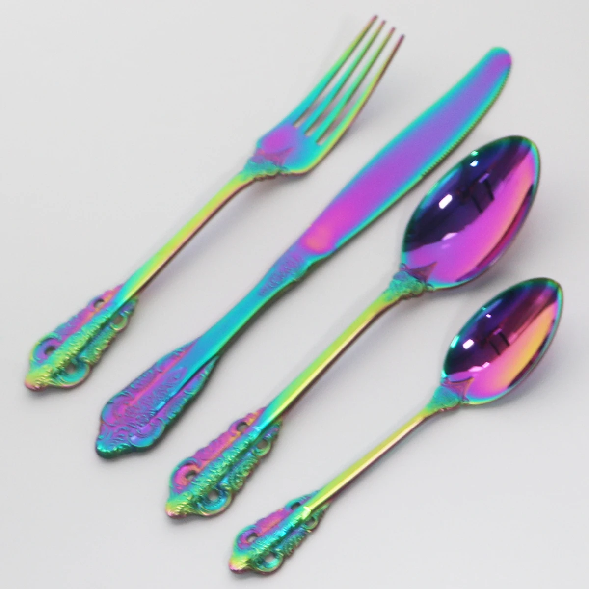 Красочные 18/10 столовые приборы из нержавеющей стали домашние вечерние