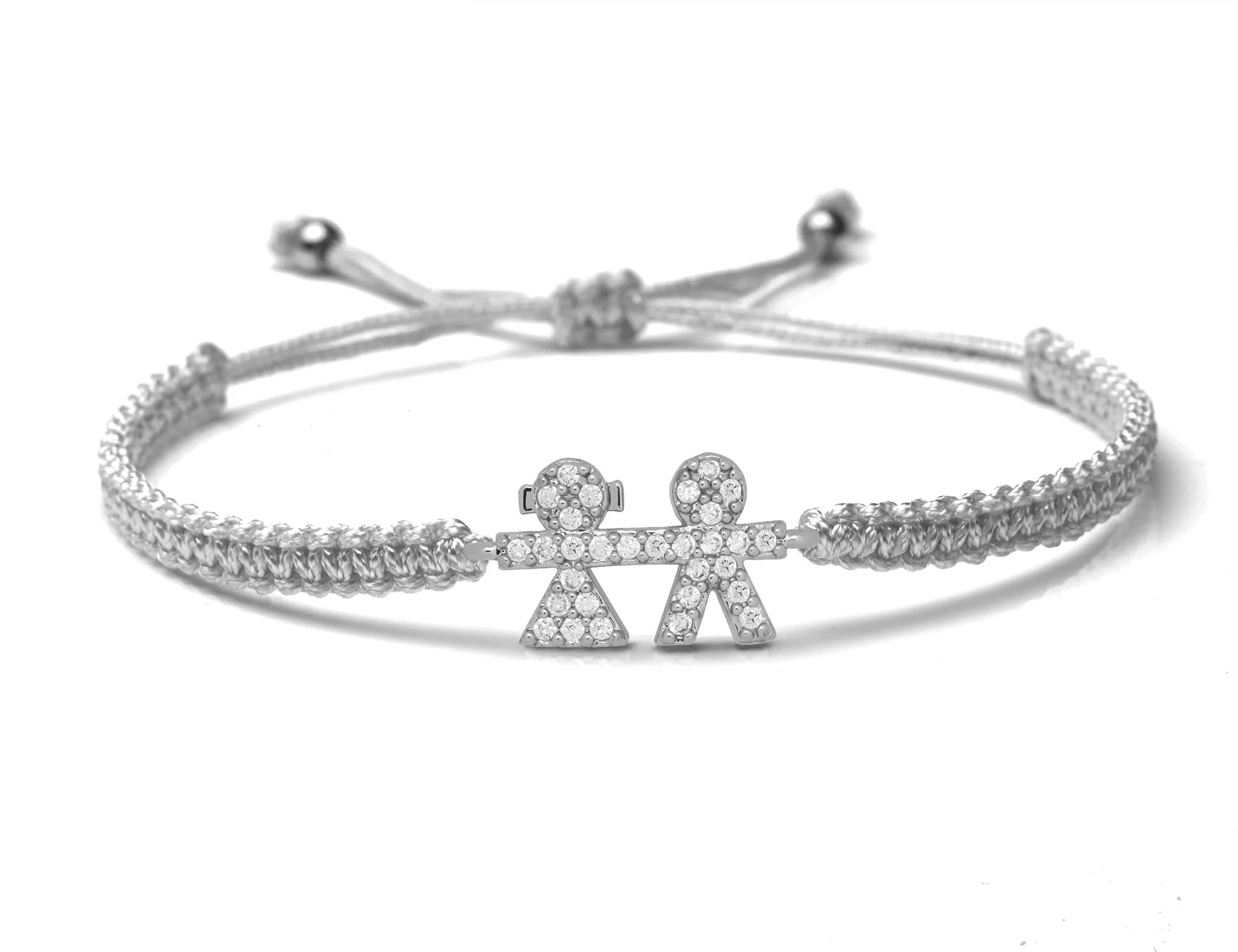 Белый Циркон Кристалл маленькая девочка и маленький мальчик ручной браслет с