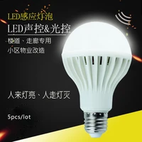 5pcslot e27 led sound and light control bulb induction iight intelligent control light smart bulb lights with remote