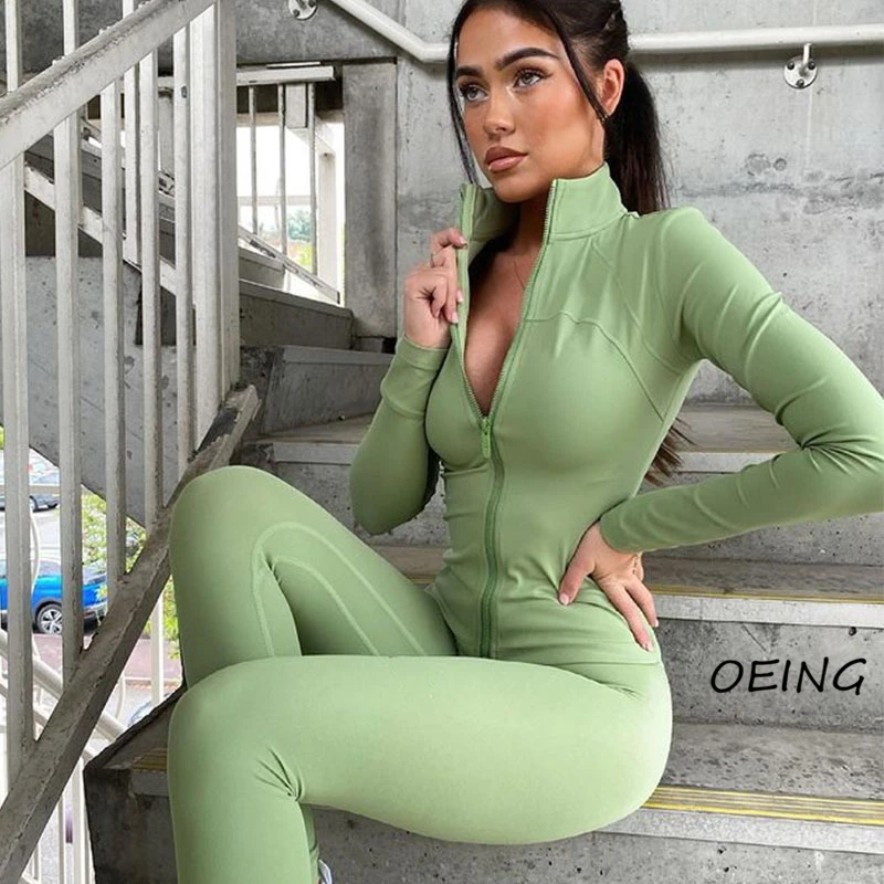 

2021 Womens Jogging Fall Sets Tights Jacket and Leggings Sweat Suits 2 Pieces Workout Running Sets Outfits