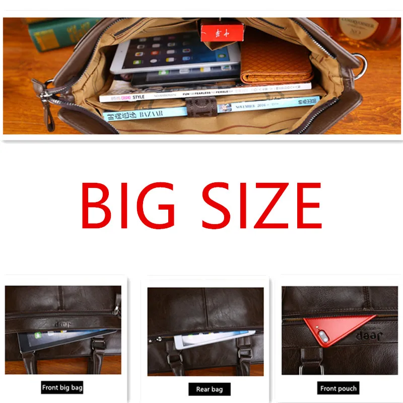 JEEP BULUO High Quality Briefcases Fashion Bag For Laptop Business Travel Bags Handbags Leather Office Shoulder Bags For Men