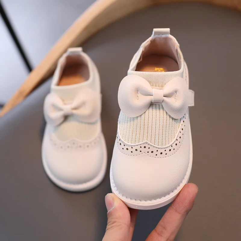 Baby Girl Leather Shoes Soft Bottom Baby Toddler Shoes Bow Girl Princess Shoes 2022 New Style Children's Small Shoes E31