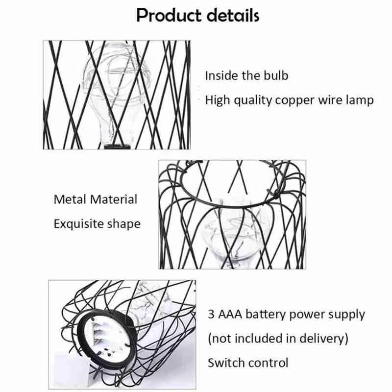 Светильник из медной проволоки кованого железа с питанием от бутылки красного