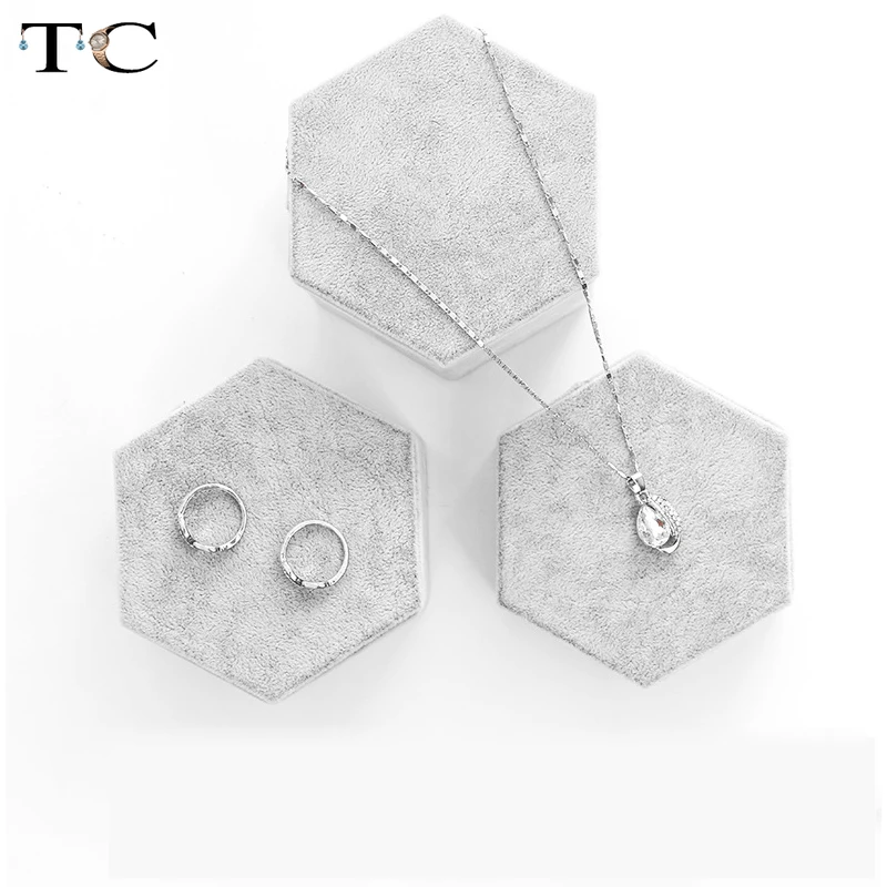 Серый бархатный стенд для ювелирных изделий подставка ожерелья кольца сережек