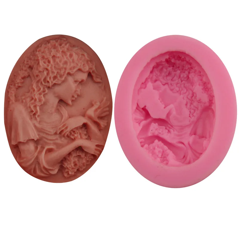 

DIY Fondant Silicone Mold Retro Head Lady Silicone Mold Chocolate Cake Mold H1994