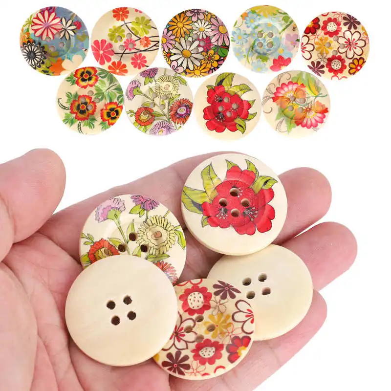 Широкий Двусторонняя детская Hand Made материалы деревянные пуговицы кнопки Цвет