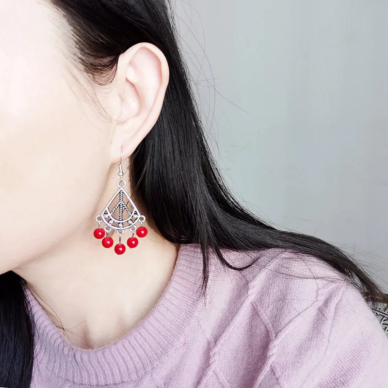 DIY 925 Серебряные ретро бирюзовые нефритовые бусы серьги Jadeite ювелирные изделия