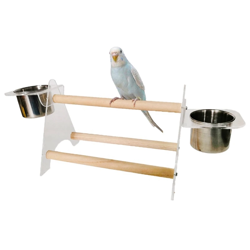 Маленький питомец птица играть стенд акриловый бар с 2 нержавеющая сталь лоток
