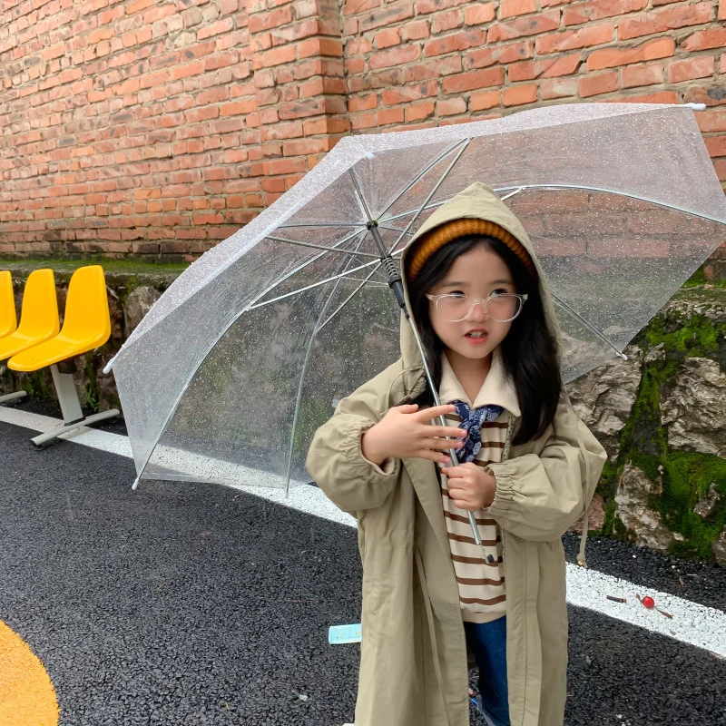 

2022 spring and Autumn New Korean girls' medium and long windbreaker British coat children's foreign style coat