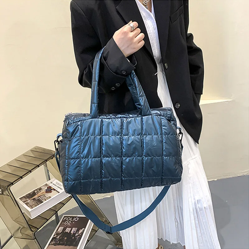 

Модные женские вместительные хлопковые сумки на плечо 2021, женские брендовые большие пуховые сумки, роскошная дизайнерская сумка, трендовая...