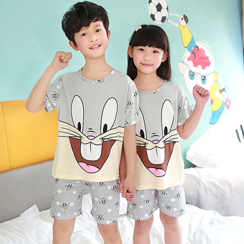 New Listing Children Clothing Summer Children Boys Girls Kids Clothing Sets Cartoon Suit Sleepwear Short Sleeve Cartoon Kid images - 6