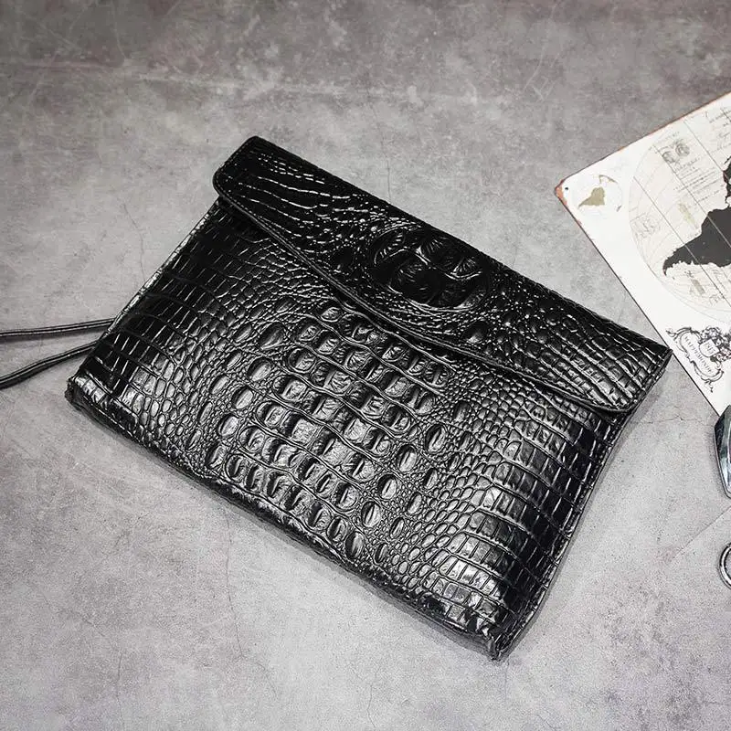 

Crocodile Pattern Handbag Men Clutch Bag Pu Large Capacity Clutch Business Long Bag Handbag Men's New Style
