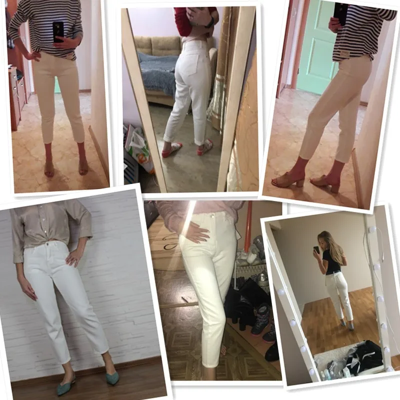 

2020 Boyfriend Jeans For Women Plus Size High Waist Skinny Mom Jeans Trouser Black Spring Female New Beige Hot Sale Denim Pants