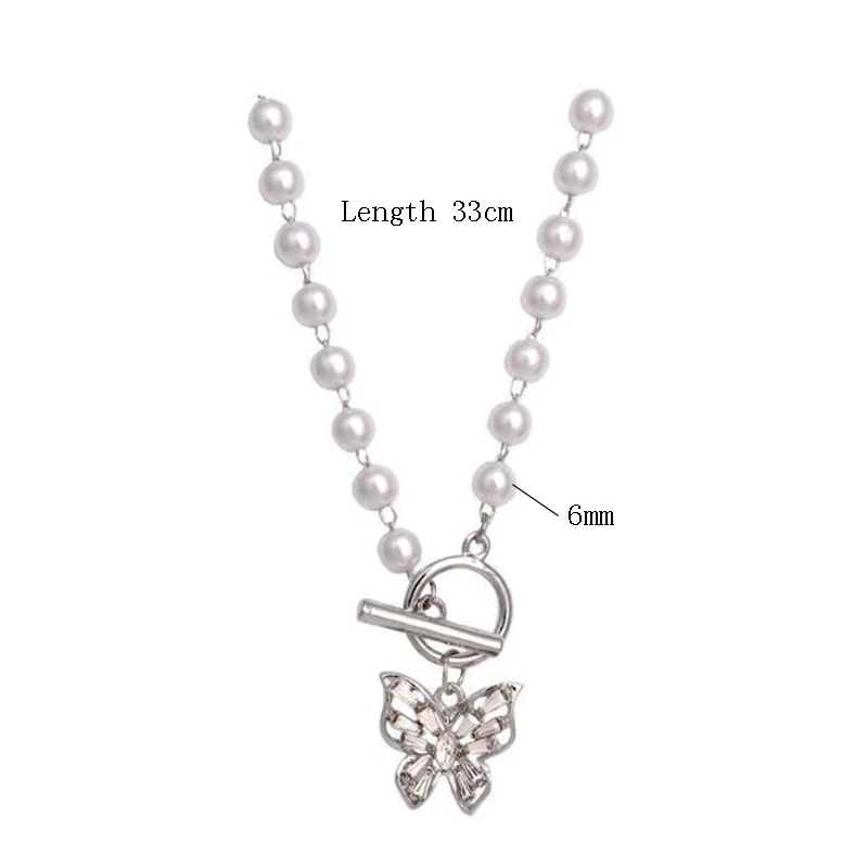 

2020 New Luxury Short Baroque Pearl Rhinestones Choker Butterfly Necklace For Women Girls Party Hot Jewelry Wedding Gifts