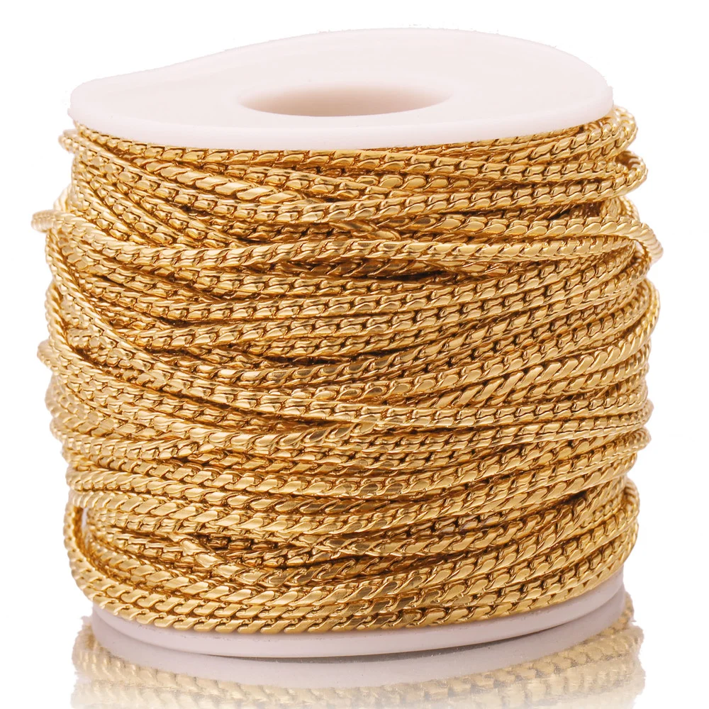 

1M Stainless Steel 2mm Gold S Hemp Rope Chains DIY Necklace Bracelet Anklet Making Jewelry Making Supplies Wholesale Lots Bulk
