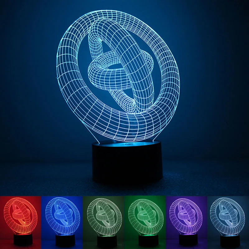 3D Ночной светильник с питанием от USB стерео 3 круглой формы светодиодный