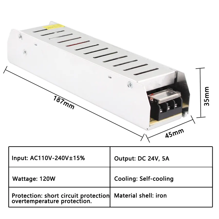 24V 5A SMPS 24 12 В светодиодный импульсный источник питания AC-DC 24 В AC DC 220 В до 12 В 3A 5A 10A 15A 30A длинный источник Питания SMPS светодиодный драйвер - Цвет: 24V 5A