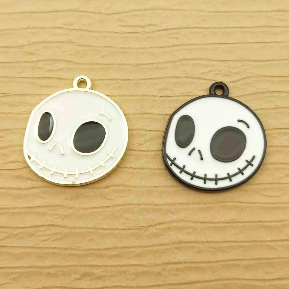 

10pcs 20x22mm enamel halloween skull charm for jewelry making crafting earring pendant bracelet charm necklace charm diy finding