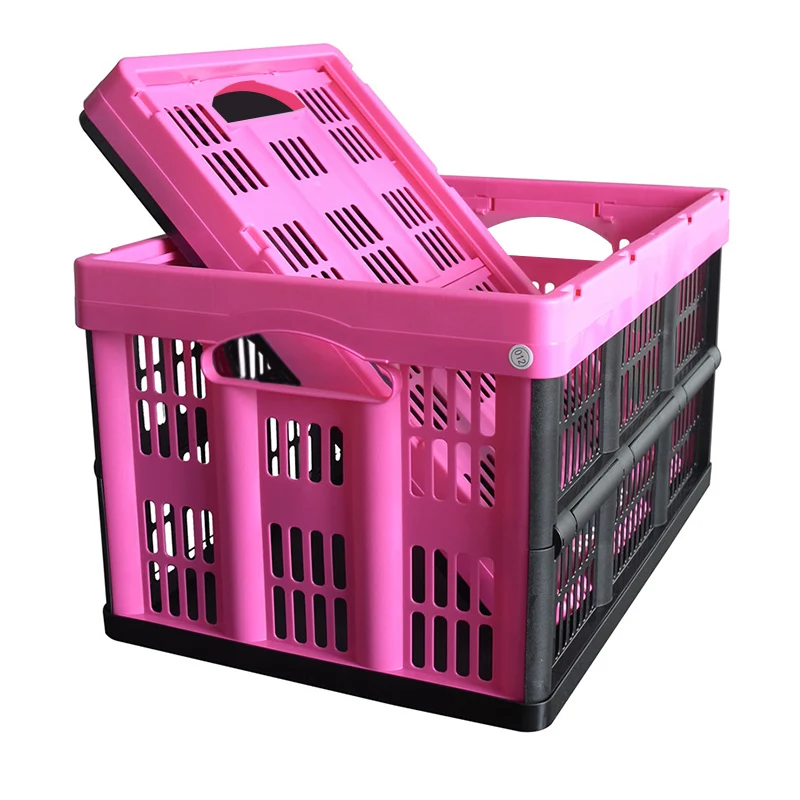 

2pcs/lot Transporting Stacked Storage Basket Magazine Plastic Organizer Folding Boxes Bins Large for Clothing