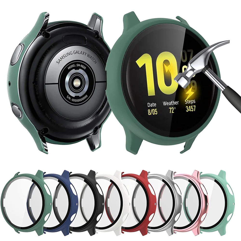 

Стекло + чехол для Samsung Galaxy watch active 2 44 мм, круглая крышка 42mmall-round, бампер + защита для экрана Galaxy watch active 2, аксессуары